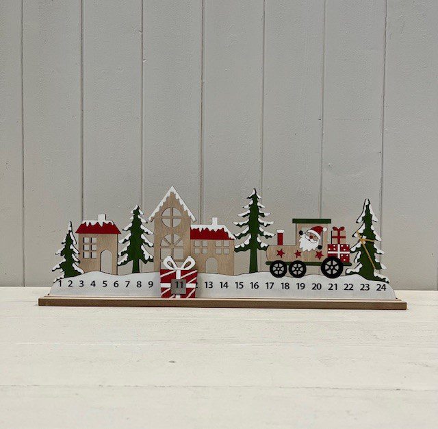 Wooden Tractor in the Snow Scene Advent Calendar