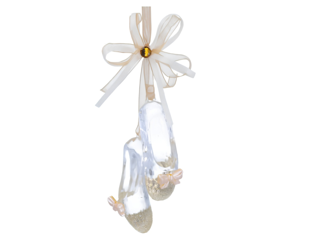 Gisela Graham Clear Acrylic/Gold Ribbon Ballet shoes