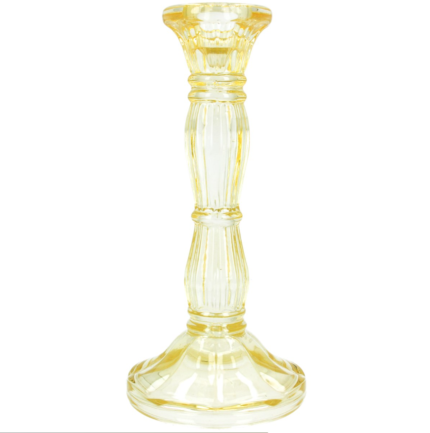 Gisela Graham Pastel Yellow Glass Candlestick