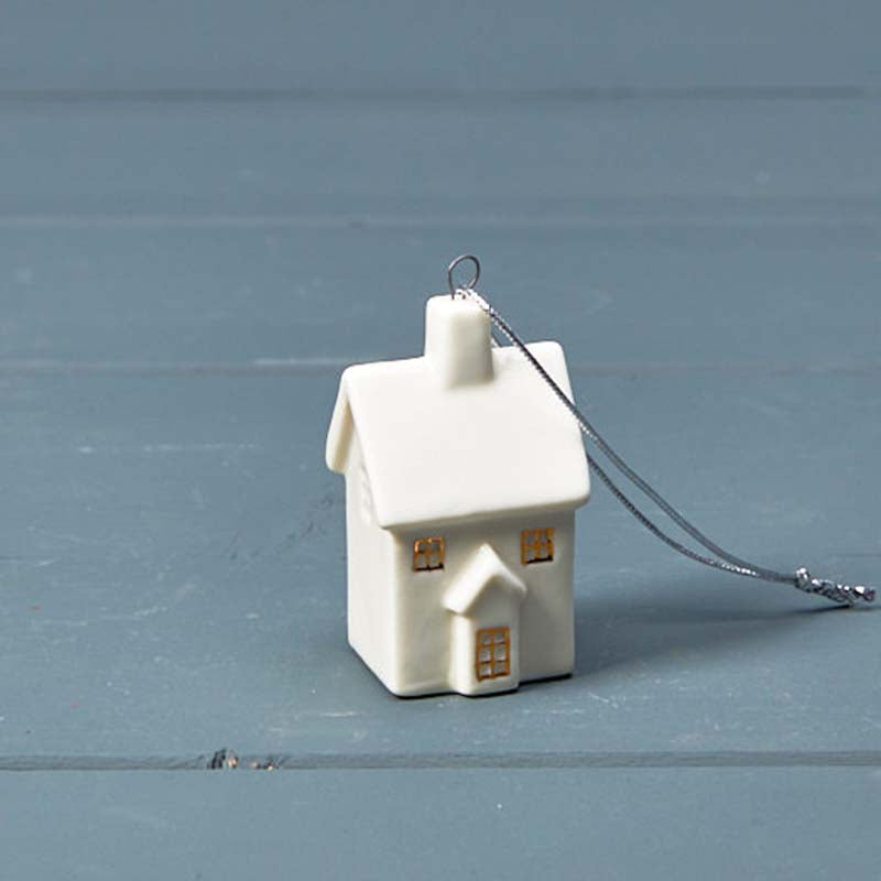 Hanging White with Gold Detail Ceramic House Decoration