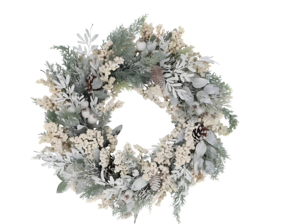 Gisela Graham Frosted Foilage & White Berry Wreath