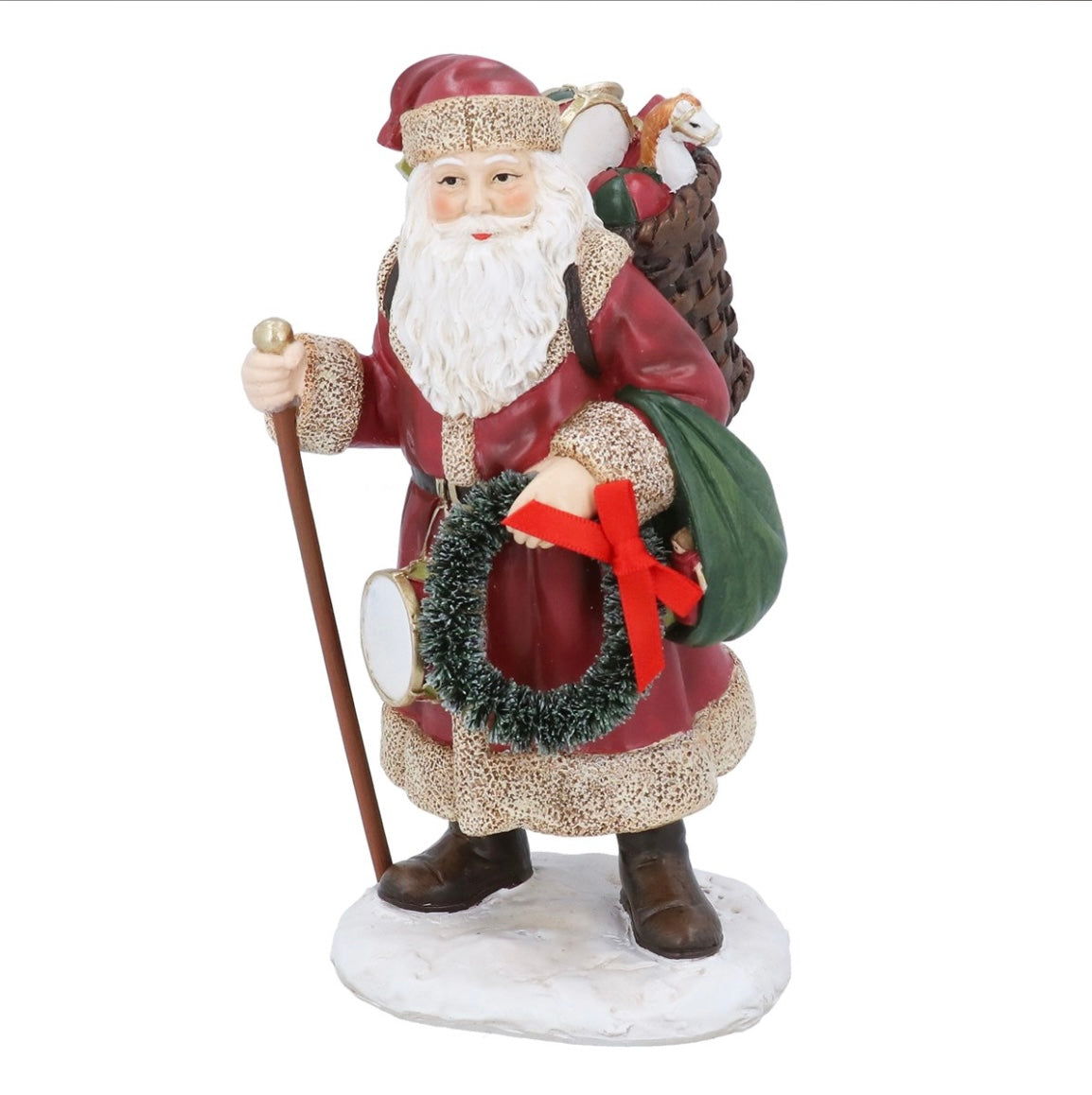 Gisela Graham Santa Ornament with wreath & sack