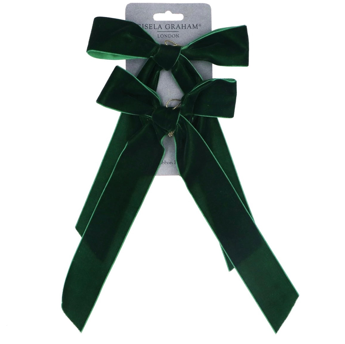 Gisela Graham Dark Green Velvet Bow Pack/2