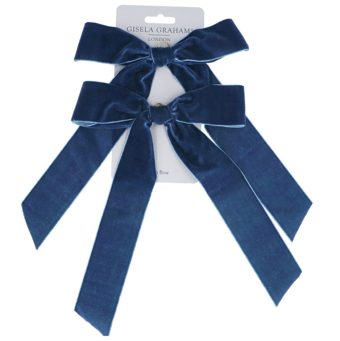 Gisela Graham Navy Blue Velvet Bow Pack/2