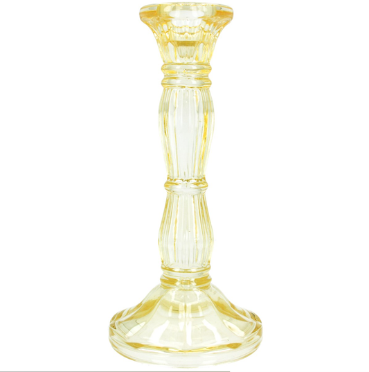 Gisela Graham Pastel Yellow Glass Candlestick
