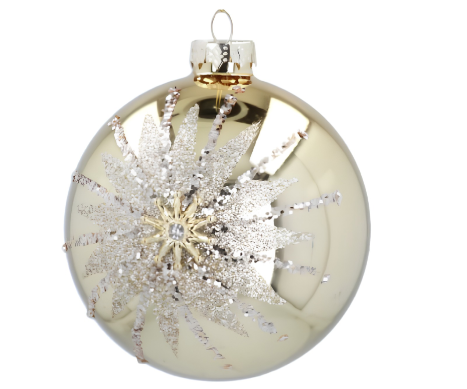Gisela Graham Mirrored Gold/Starbust Glass Ball 10cm