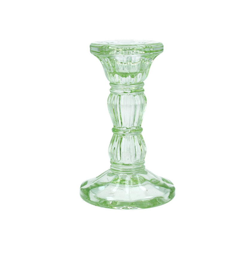 Gisela Graham Pastel Green Glass Candlestick