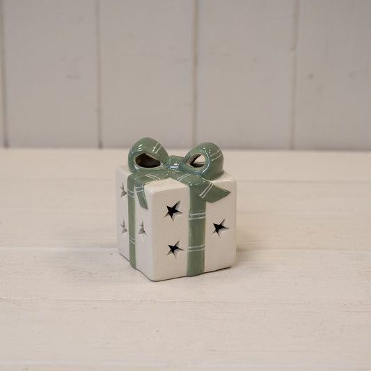 White/Green Ceramic Present with LED light