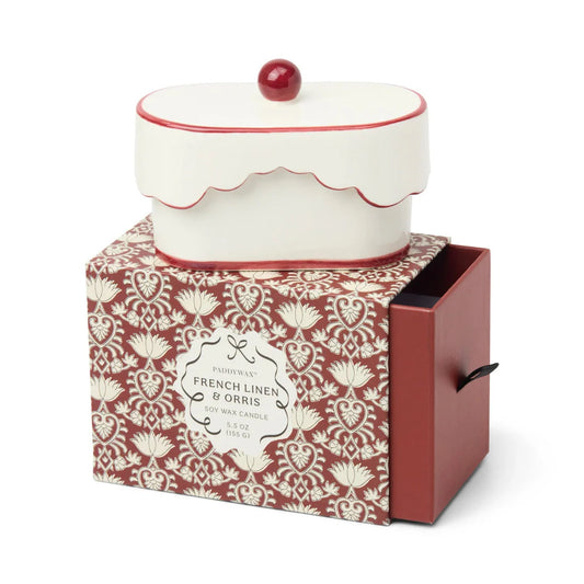 Cherie Ceramic Dish Candle - Red - French Linen & Orris