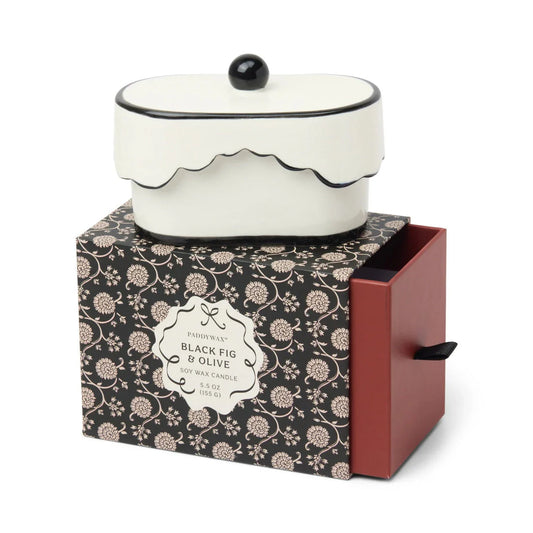 Cherie Ceramic Dish Candle - Black - Black Fig & Olive