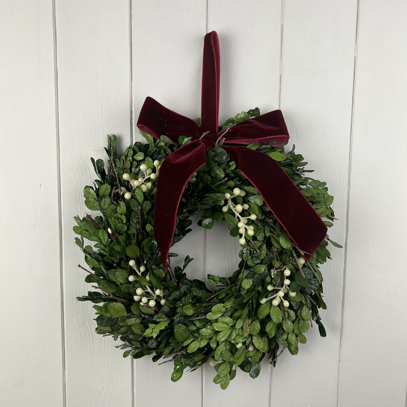Mistletoe Wreath with Red Velvet Bow