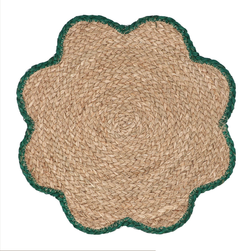 Gisela Graham Natural Green Edge Seagrass Flower Shape Placemat