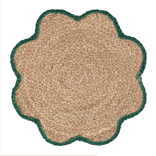 Gisela Graham Natural Green Edge Seagrass Flower Shape Placemat