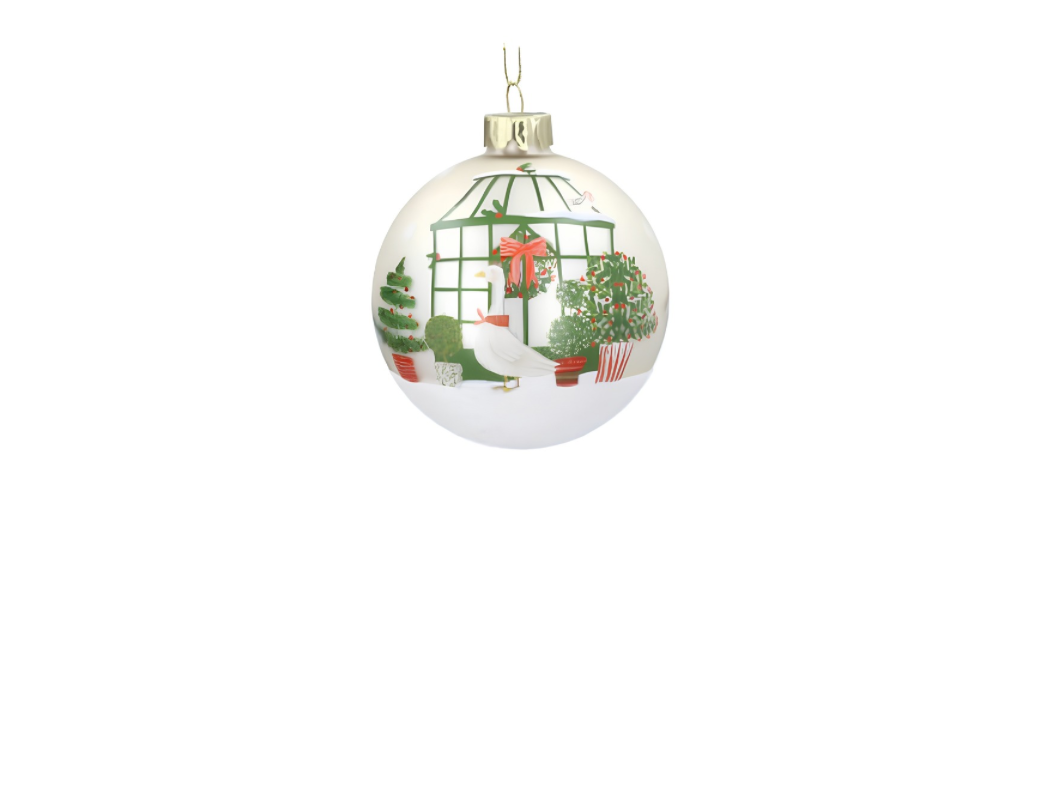 Gisela Graham Glass Ball, 8cm - Matt Cream Cow/Pig/Goose