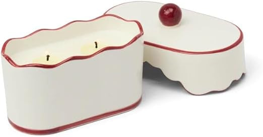 Cherie Ceramic Dish Candle - Red - French Linen & Orris