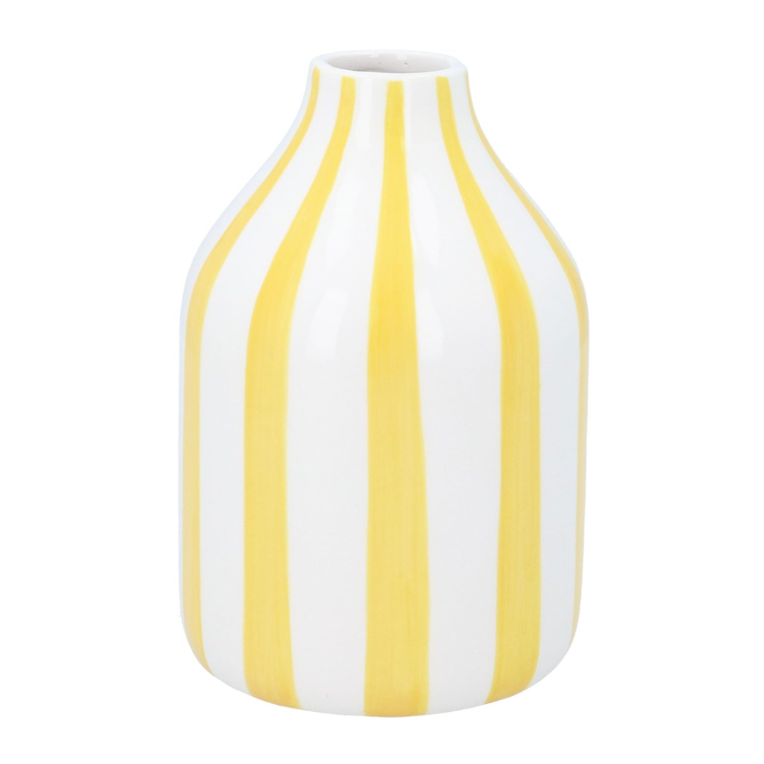 Gisela Graham Yellow & White Stripe Vase