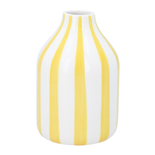 Gisela Graham Yellow & White Stripe Vase