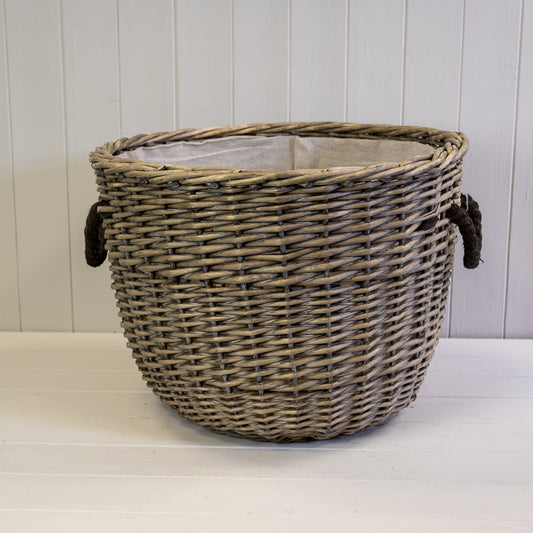 Round Willow Basket with Rope Handles (Large)