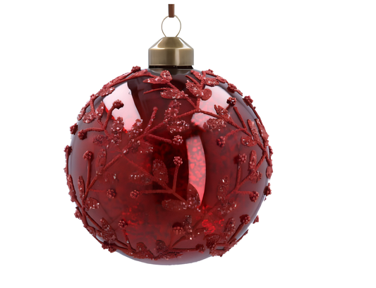 Gisela Graham Glass Ball, 10cm - Antique Burgundy/Beaded
Trellis