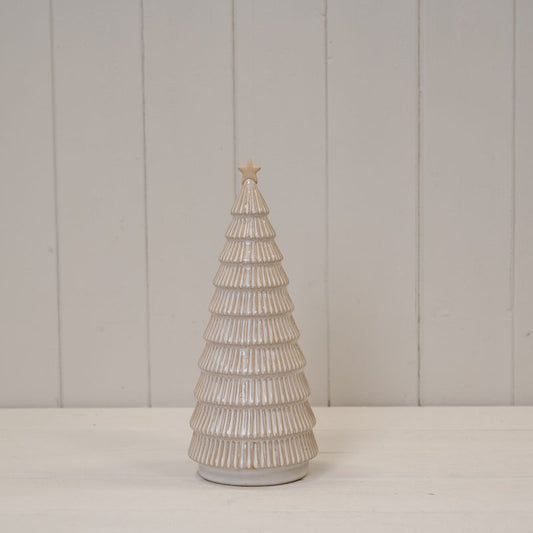 Cream Glazed Ceramic Christmas Tree Ornament (Medium)