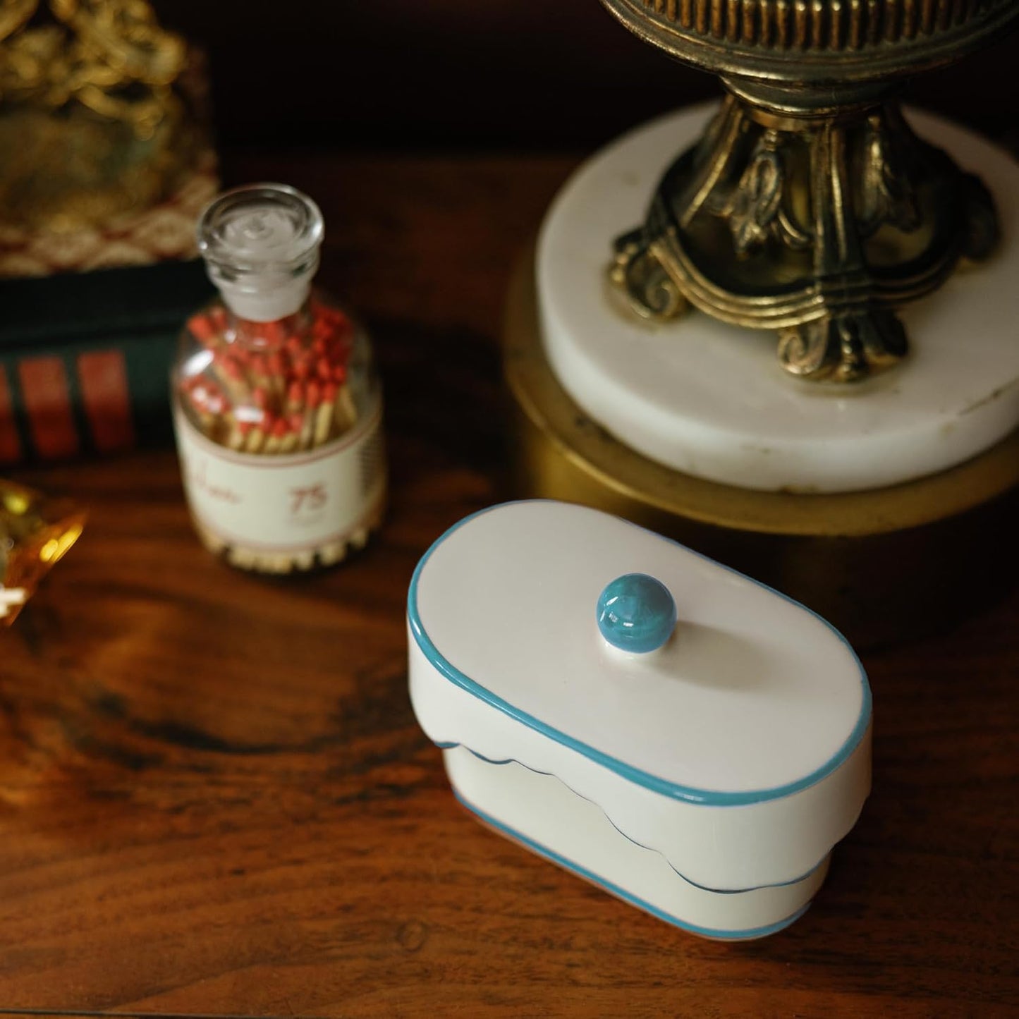 Cherie Ceramic Dish Candle - Blue -  Lavender & Thyme