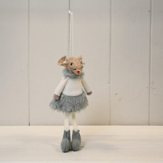 Grey Hanging Fabric Mouse with Skirt