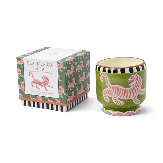 Dopo Tiger Ceramic Candle - Black Cedar & Fig