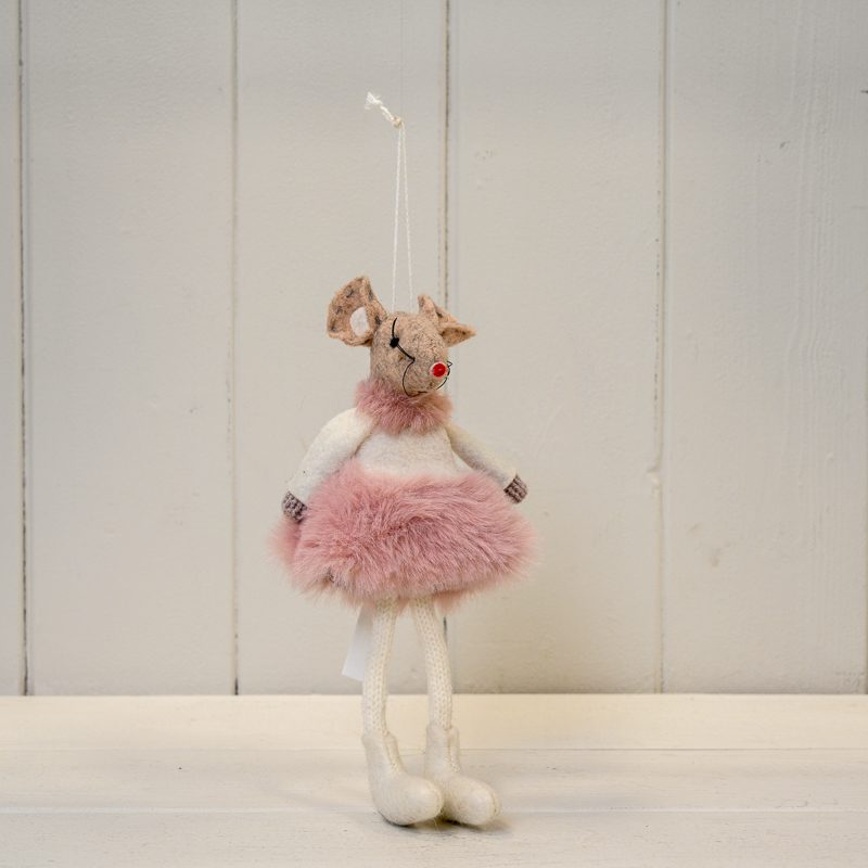 Pink Hanging Fabric Mouse with Skirt