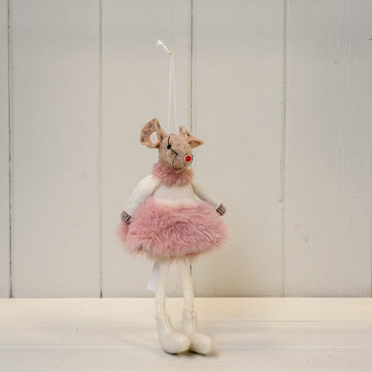 Pink Hanging Fabric Mouse with Skirt