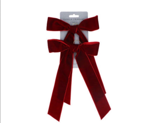 Gisela Graham Plum Velvet Bow Pack/2