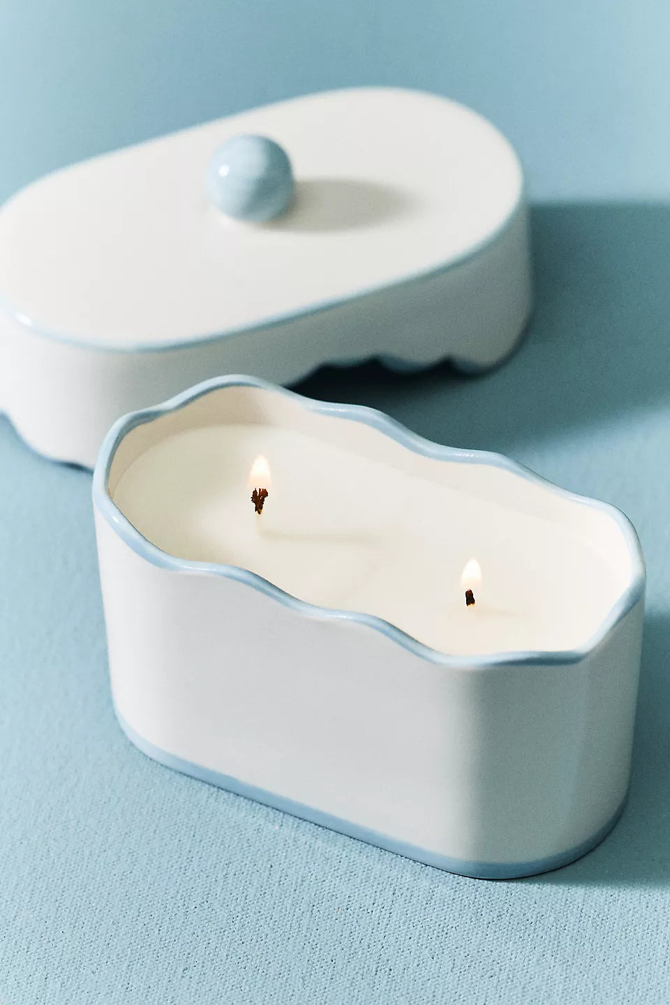 Cherie Ceramic Dish Candle - Blue -  Lavender & Thyme