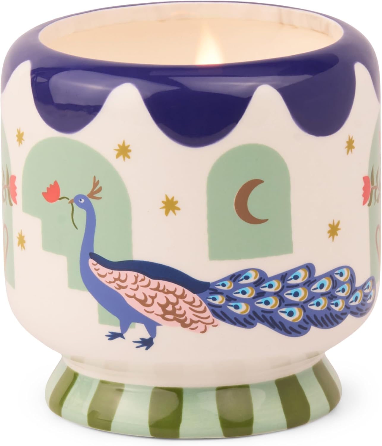 A Dopo Peacock Ceramic Candle - Misted Lime