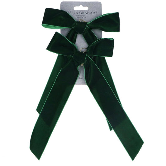 Gisela Graham Dark Green Velvet Bow Pack/2