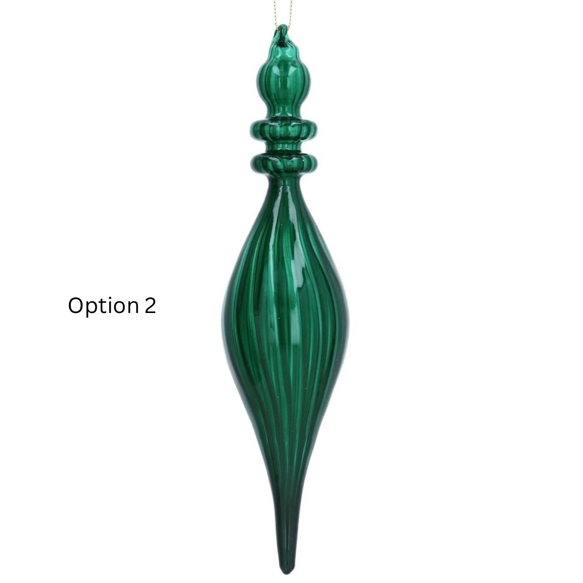 Gisela Graham Green Finials Glass Hanging Dec 26cm