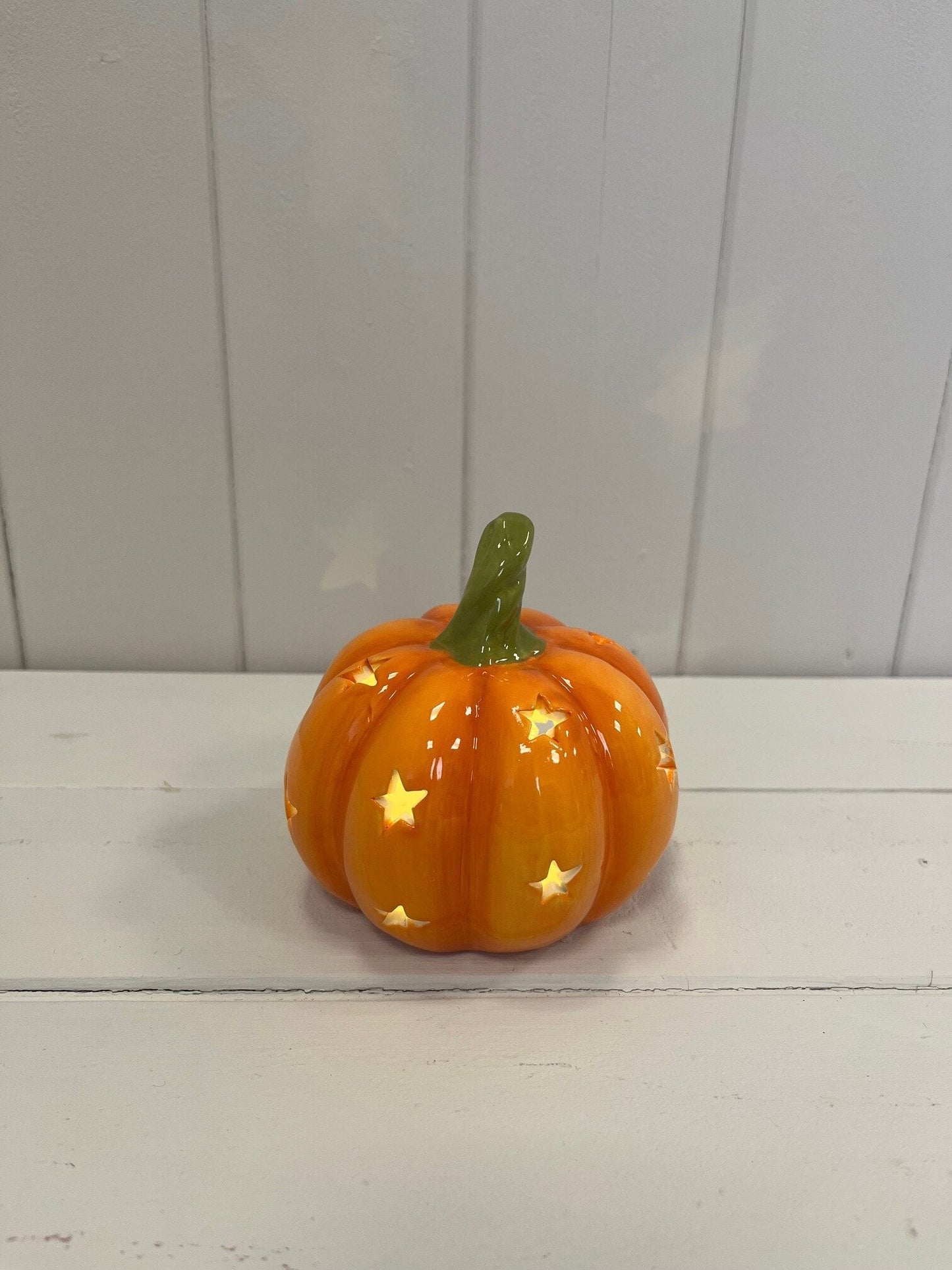 Ceramic LED Pumpkin with Stars